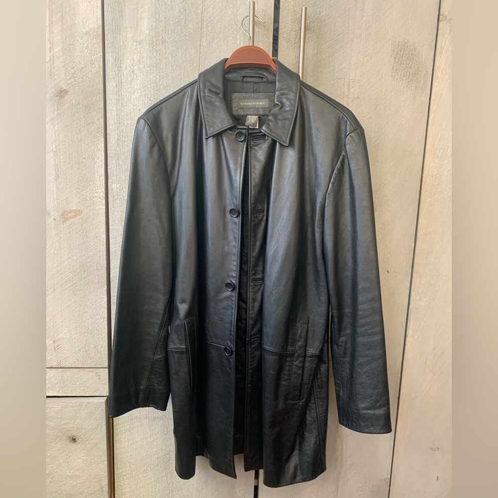 Banana Republic Men Classic Leather Long Coat